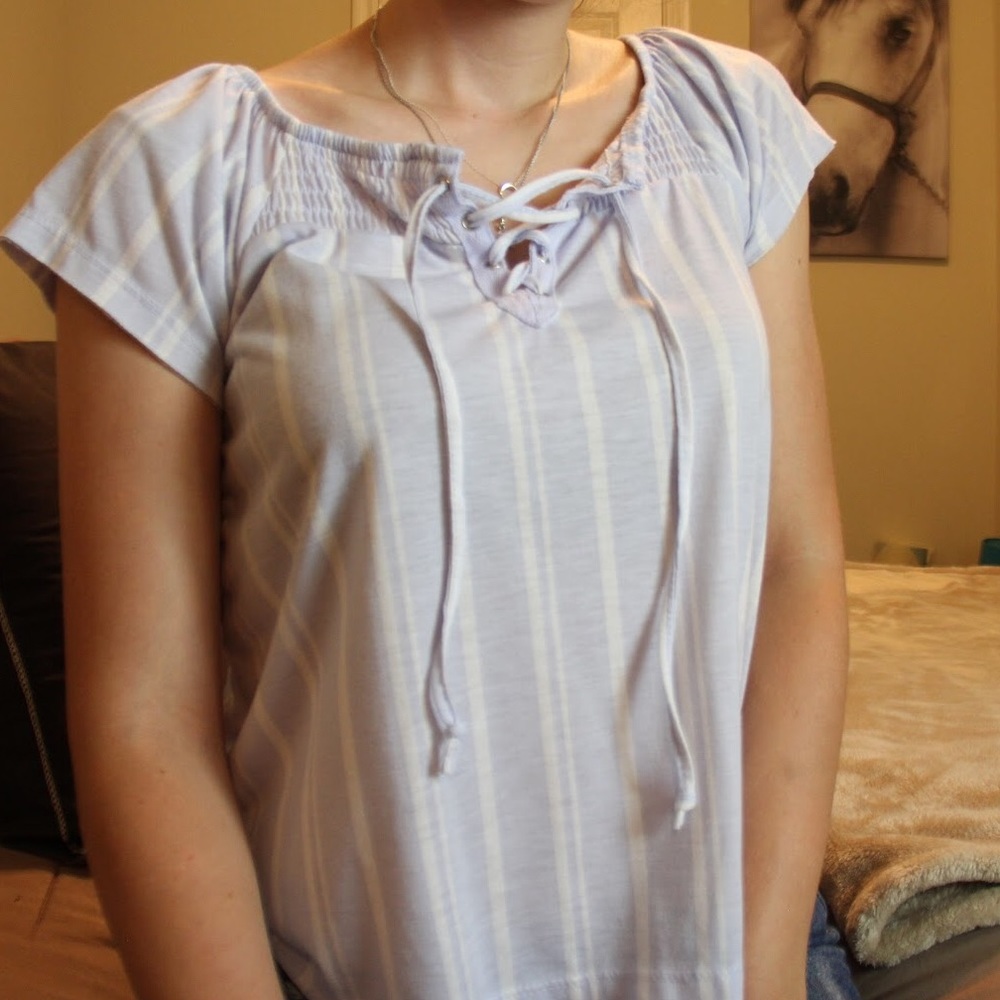 NEW Draw String Striped Top